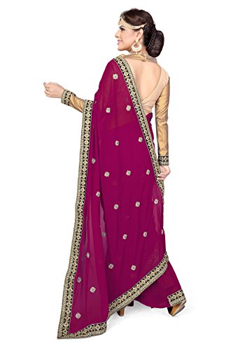 Mirchi Fashion Disfraz de Bollywood para mujer, vestido indio sari con parte superior sin enganchar, magenta, Talla única