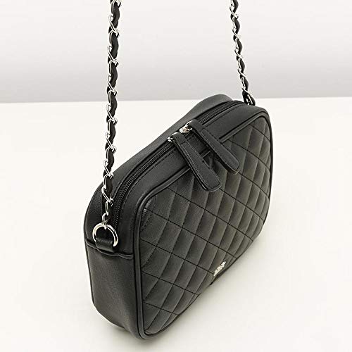 MISAKO Bolso CACAO Negro | Bolso Pequeño con Cadena - Bolso Bandolera Acolchado Negro perfecto como bolso de Noche - 6x22x16 cm