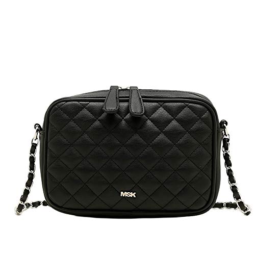 MISAKO Bolso CACAO Negro | Bolso Pequeño con Cadena - Bolso Bandolera Acolchado Negro perfecto como bolso de Noche - 6x22x16 cm