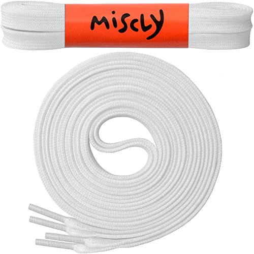 Miscly Cordones Planos [3 Pares] Para Todo Tipo de Zapatos y Zapatillas - Anchura 8 mm (160cm, Blacno)