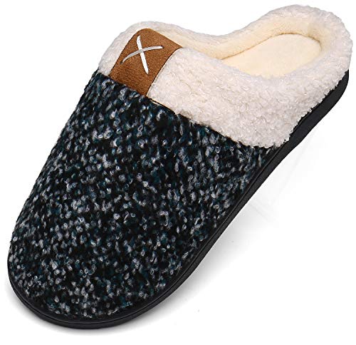 Mishansha Hombre Zapatillas Casa Invierno de Espuma Viscoelástica Antideslizantes CáLido Pantuflas Mujer de Interior y Exterior Verde, Gr.42/43 EU