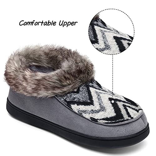 Mishansha Mujer Hombre Pantuflas Calentar Cálido Invierno Antideslizantes Calentar Zapatillas de Casa Espuma Viscoelástica Pantuflas Felpa Zapatos Comodos, Felpa Gris 41