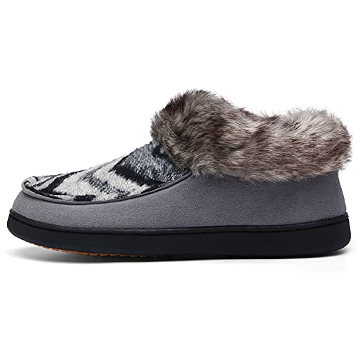 Mishansha Mujer Hombre Pantuflas Calentar Cálido Invierno Antideslizantes Calentar Zapatillas de Casa Espuma Viscoelástica Pantuflas Felpa Zapatos Comodos, Felpa Gris 41