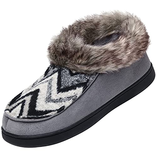 Mishansha Mujer Hombre Pantuflas Calentar Cálido Invierno Antideslizantes Calentar Zapatillas de Casa Espuma Viscoelástica Pantuflas Felpa Zapatos Comodos, Felpa Gris 41