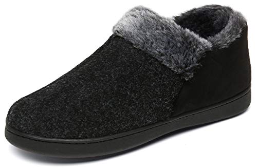 Mishansha Zapatillas de Casa Invierno Hombre Pantuflas Antideslizante Zapatos Espuma Viscoelástica con Cálido Forrado Negro Ahumado Gr.42