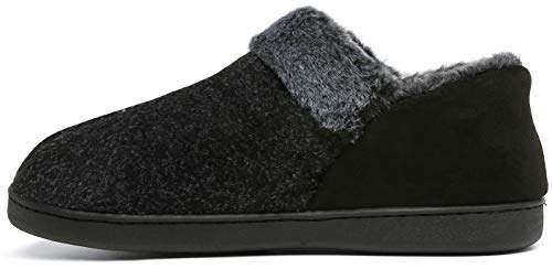 Mishansha Zapatillas de Casa Invierno Hombre Pantuflas Antideslizante Zapatos Espuma Viscoelástica con Cálido Forrado Negro Ahumado Gr.42