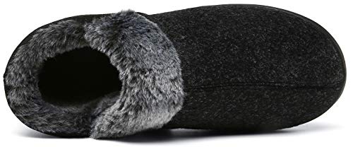 Mishansha Zapatillas de Casa Invierno Hombre Pantuflas Antideslizante Zapatos Espuma Viscoelástica con Cálido Forrado Negro Ahumado Gr.42