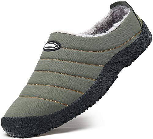 Mishansha Zapatillas de Exterior Hombre Confortable Pantufla Mujer Cálido y Confortable Slippers Impermeable Zapatos de Invierno Verde Gr.39