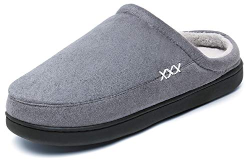 Mishansha Zapatillas de Invierno Espuma de Memoria Hombre Interior Pantuflas Antideslizante Felpa Slippers Francés Gris, Gr.43 EU