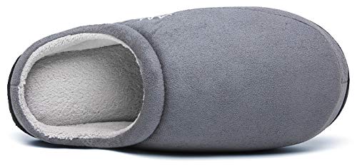 Mishansha Zapatillas de Invierno Espuma de Memoria Hombre Interior Pantuflas Antideslizante Felpa Slippers Francés Gris, Gr.43 EU