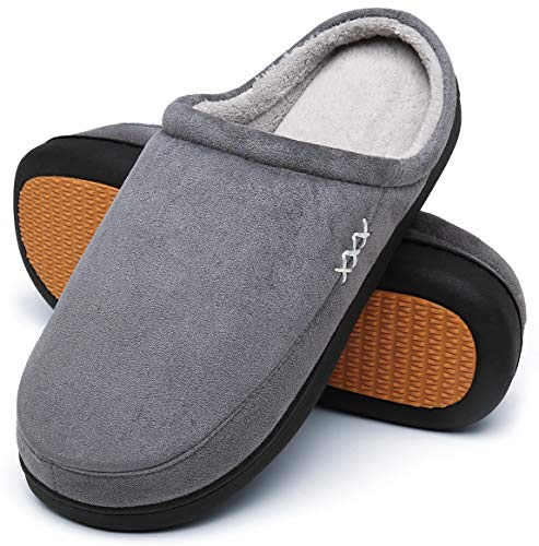 Mishansha Zapatillas de Invierno Espuma de Memoria Hombre Interior Pantuflas Antideslizante Felpa Slippers Francés Gris, Gr.43 EU