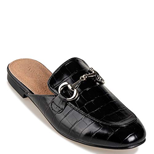 Miss NV Flat Croco Mules, color Negro, talla 36 EU