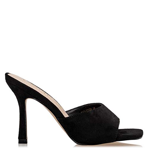 Miss NV Square Toe Mules, color Negro, talla 38 EU