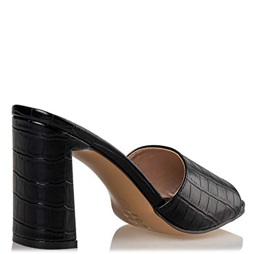 Miss NV Square Toe Mules, color Negro, talla 40 EU