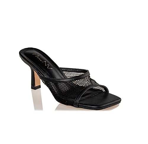 Miss NV Square Toe Mules, color Negro, talla 41 EU