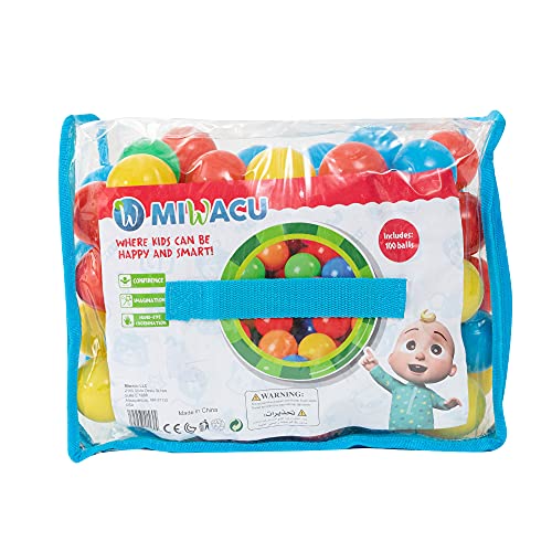 Miwacu Bolas Piscina Infantil - 100 Bolas para Piscina Infantil en Bolsa de PVC con Cremallera - Bolas para Parque Infantil 5,5 cm Ø - Bolas Piscina Libre de tóxicos - Pelotas Piscina Bolas