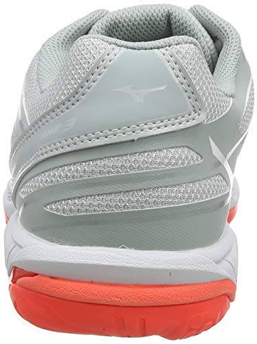 Mizuno Wave Hurricane 3, Zapatos de Voleibol Mujer, Gris (Glaciergray/Wht/Fcoral 60), 37 EU