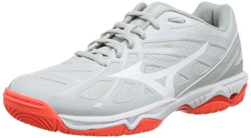 Mizuno Wave Hurricane 3, Zapatos de Voleibol Mujer, Gris (Glaciergray/Wht/Fcoral 60), 37 EU