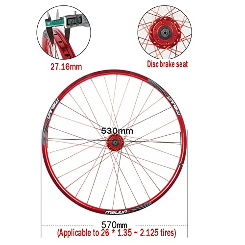 MJCDNB Ejes de liberación rápida Accesorio para bicicleta Juego de ruedas para bicicleta MTB Freno de disco de 26 pulgadas Ruedas de ciclismo Llanta de aleación de doble pared QR para buje de cassette