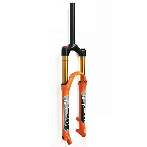 MJCDNB Suspensión de Bicicleta de montaña Horquillas Delanteras 26/27.5/29 Pulgadas Naranja 140 mm Bicicleta de Viaje Ligera MTB Air Fork -140L-QR-9x100 (Color: Tapered Remote Lock out, Tamaño: 26