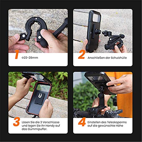 Mobile Phone Bracket Waterproof Bag Case Mount Holder Cover 6.5",Waterproof Bike Phone Mount, Adjustable Motorcycle Phone Mount Phone Bag,for Bathroom Bedroom Kitchen