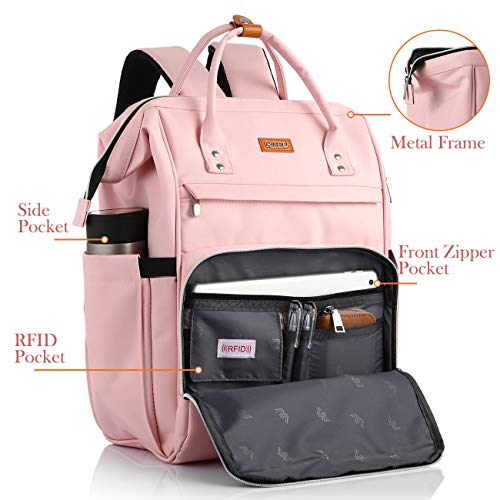 Mochila Niña ,Mochila Escola para Mujeres,Antirrobo Mochila Portatil Impermeable para Jóvenes con Bolsillo RFID, Bolsos Casuales para la Universidad/Negocios/Viajes (Rosado)