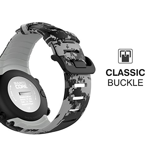 MoKo Banda de Reloj para Suunto Core - [Rombo Serie] Correa Reemplazo de Silicona Suave Deportiva Pulsera de Actividad física para 5.51"-9.06" (140mm-230mm) Muñeca, Camuflaje Digital Clara.