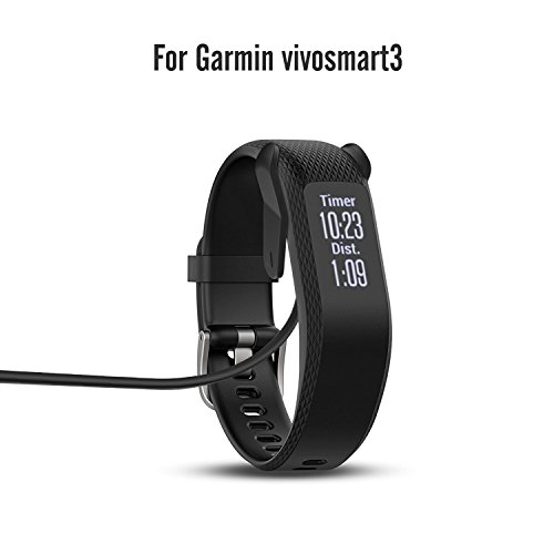MoKo Cargador para Garmin Vivosmart 3 Charger Dock, Cargador de Reloj Inteligente con 1m Cable de USB de Carga y Sincronización de Datos para Garmin Vivosmart 3 Smart Watch, Negro