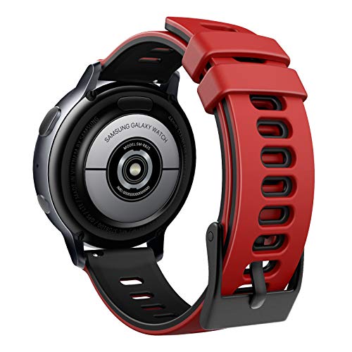 MoKo Correa Compatible con Garmin Vivoactive 3/Forerunner 245/Bip/GTS/GTS 2/2 Mini/Galaxy Watch 4/4 Classic/3 41mm/Galaxy Watch Active 1/2, 20mm Pulsera de Repuesto de Silicona, Rojo/Negro