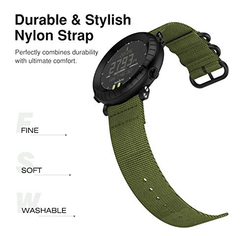 MoKo Correa para Suunto Core, Pulsera Deportivo de Reloj de Nylon, Pulsera Ajustable con Cierre de Clip, Respirable y Reemplazable, Accessorios de Correa de Reloj para Suunto Core - Ejercito Verde