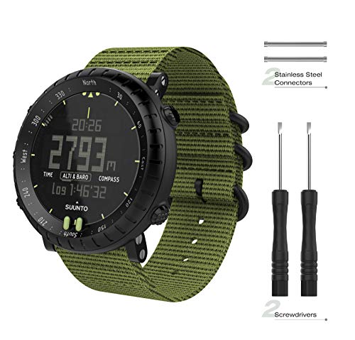 MoKo Correa para Suunto Core, Pulsera Deportivo de Reloj de Nylon, Pulsera Ajustable con Cierre de Clip, Respirable y Reemplazable, Accessorios de Correa de Reloj para Suunto Core - Ejercito Verde