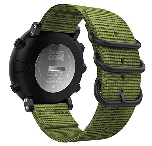 MoKo Correa para Suunto Core, Pulsera Deportivo de Reloj de Nylon, Pulsera Ajustable con Cierre de Clip, Respirable y Reemplazable, Accessorios de Correa de Reloj para Suunto Core - Ejercito Verde