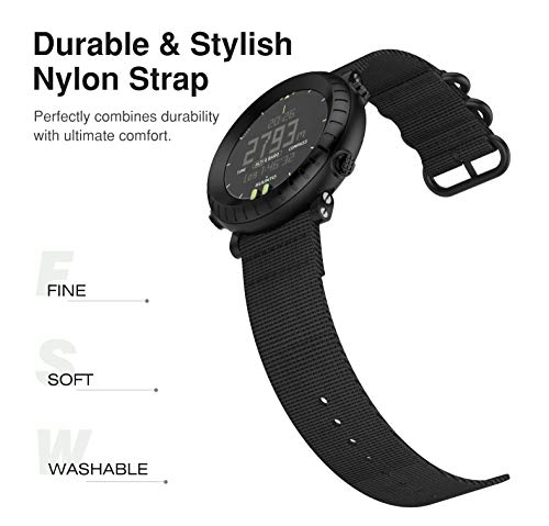 MoKo Correa para Suunto Core, Pulsera Deportivo de Reloj de Nylon, Pulsera Ajustable con Cierre de Clip, Respirable y Reemplazable, Accessorios de Correa de Reloj para Suunto Core - Negro