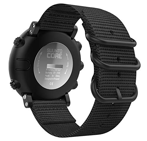 MoKo Correa para Suunto Core, Pulsera Deportivo de Reloj de Nylon, Pulsera Ajustable con Cierre de Clip, Respirable y Reemplazable, Accessorios de Correa de Reloj para Suunto Core - Negro