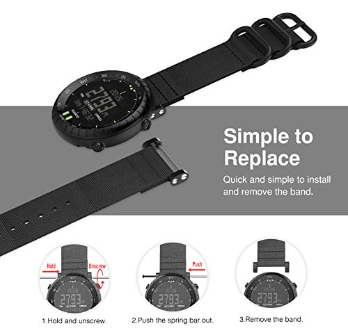 MoKo Correa para Suunto Core, Pulsera Deportivo de Reloj de Nylon, Pulsera Ajustable con Cierre de Clip, Respirable y Reemplazable, Accessorios de Correa de Reloj para Suunto Core - Negro