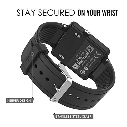 MoKo Garmin Vivoactive Correa de Reloj, Suave Silicona Reemplazo Watch Band para Garmin Vivoactive/Vivoactive Acetate Sports GPS Smartwatch - Negro