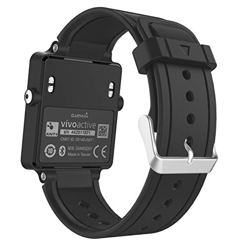 MoKo Garmin Vivoactive Correa de Reloj, Suave Silicona Reemplazo Watch Band para Garmin Vivoactive/Vivoactive Acetate Sports GPS Smartwatch - Negro