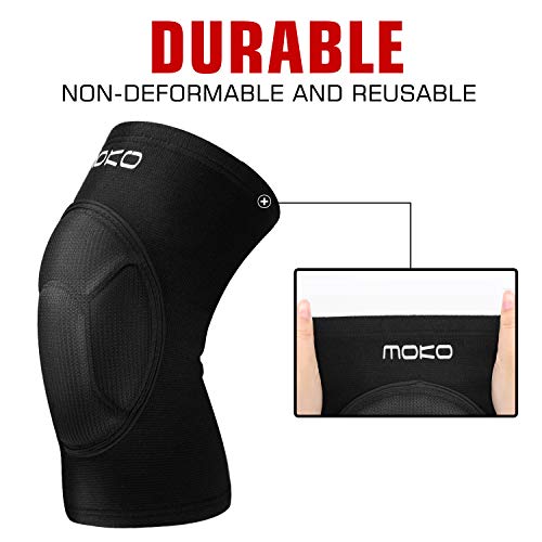 MoKo Rodilleras Protectoras, Professional Antideslizante con Esponja Gruesa Colisión Ultra Suave y Cómodo Protector de Rodilla, Escalada Deportiva al Aire Libre Protector[ 1 Par ], M, Negro