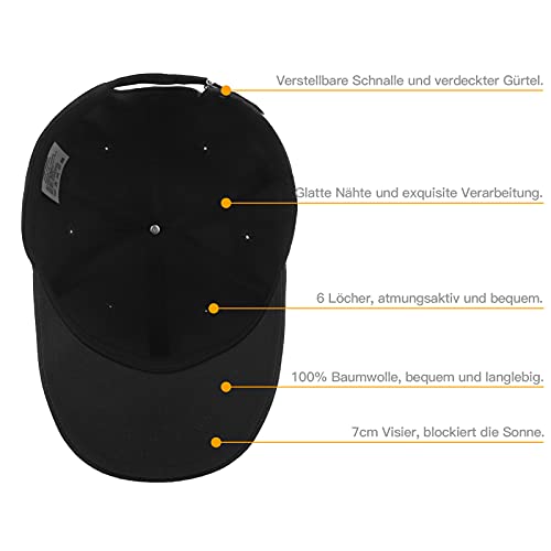 Momoshe para Hombres y Mujeres, Gorra Ajustable de algodón para Correr al Aire Libre Gorra de béisbol Negro