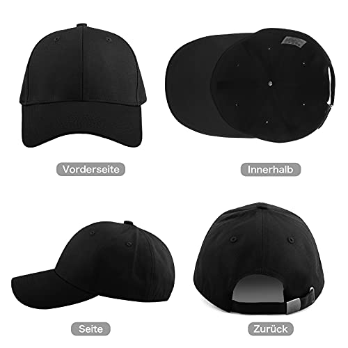 Momoshe para Hombres y Mujeres, Gorra Ajustable de algodón para Correr al Aire Libre Gorra de béisbol Negro