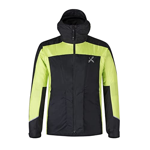 MONTURA Chaqueta de hombre acolchada impermeable y cortavientos con capucha TRIDENT 2.0 JACKET negro - verde lima (S )