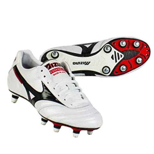 Morelia II Si - Botas de fútbol con tacos de aluminio, empeine de piel, blanco / negro, 40.5 EU