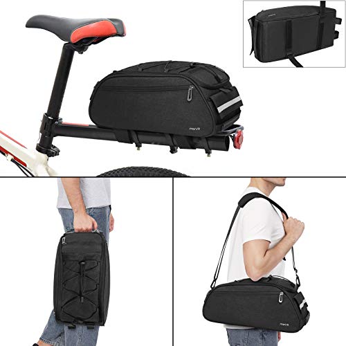 MOSISO Bolsa Portabicicletas, Impermeable para Maletero de Bicicleta, Alforja para Asiento Trasero, para Ciclismo, Portabicicletas, Asiento Trasero para Almacenamiento de Equipaje, Bandolera, Negro