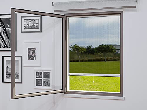 Mosquitera Enrollable Vertical para ventanas - Set de montaje, perfiles de aluminio y malla de fibra de vidrio/ Color blanco, 100 x 140 cm