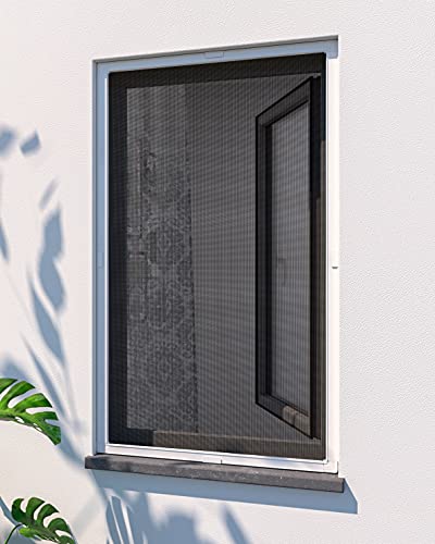 Mosquitera Fija para ventanas - Set de montaje, perfiles de aluminio y malla de fibra de vidrio/ Color blanco, 120 x 150 cm.