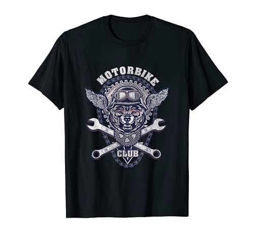 Motorbike Club Free Rider Wolf Biker vintage retro Camiseta
