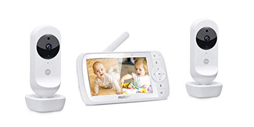 Motorola VM35-2 / Ease 35-2 - Babyphone con 2 Cámaras, Video Baby Monitor de 5.0" Pantalla HD, Pantalla Dividida, Visión Nocturna, Comunicación Bidireccional, Nanas, Zoom, Temperatura Ambiente