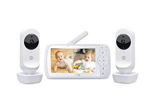 Motorola VM35-2 / Ease 35-2 - Babyphone con 2 Cámaras, Video Baby Monitor de 5.0" Pantalla HD, Pantalla Dividida, Visión Nocturna, Comunicación Bidireccional, Nanas, Zoom, Temperatura Ambiente