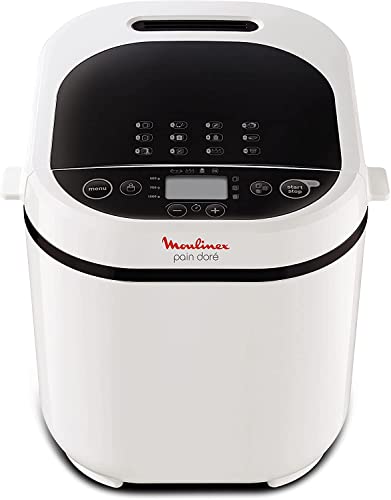 Moulinex Pain Doré OW2101 - Panificadora 1 Kg, pantalla LCD, 12 programas automáticos, bizcochos, masas, mermeladas y cremas avena, Sin gluten, 3 opciones de tostado y peso, incluye libro de recetas