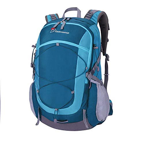 MOUNTAINTOP Mochilas Senderismo 40 litros, Portátil Mochila Trekking Impermeable, Mochilas de Montaña Hombre Mujer para Viajes Acampadas al Aire Libre (Azul Ligero)